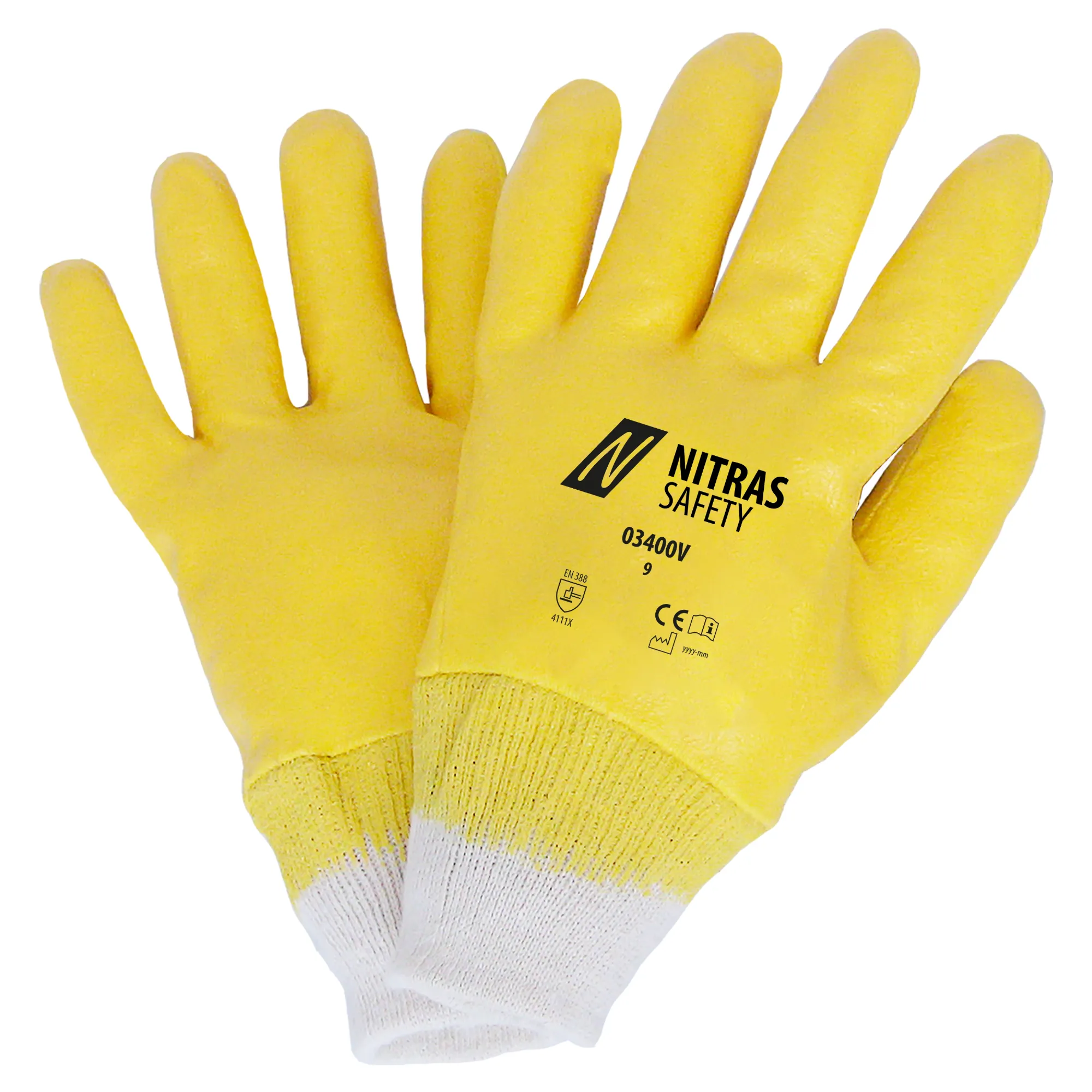 Nitril-Handschuh gelb, vollbeschichtet, Nitras Safety 03400V