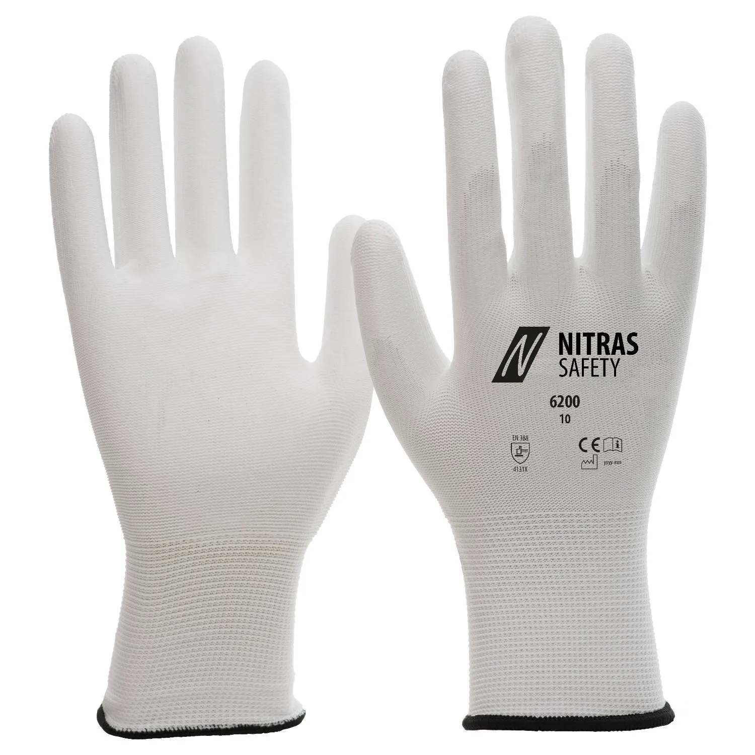 Nylon-Handschuh mit PU-Beschichtung weiß, Nitras 6200